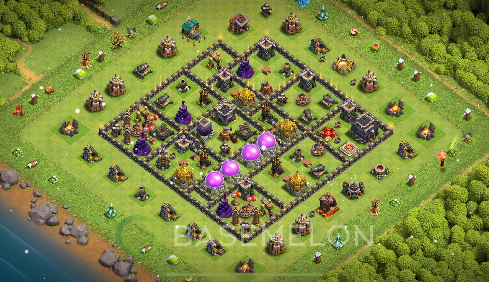 Town Hall Level 9 Farm Base Design 2024, Hybrid, Layout #493