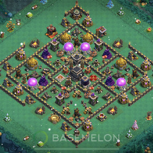 Rathaus Level 9 Verteidigung Base, Anti 3 Sterne, Hybrid, Layout #496