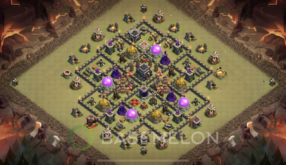 Town Hall Level 9 War Base Design 2024, Anti 3 Stars, Hybrid, Layout #516