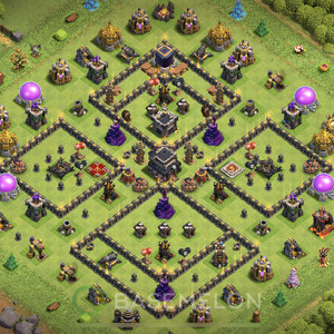 Rathaus Level 9 Verteidigung Base, Anti 2 Sterne, Anti Alles, Layout #554
