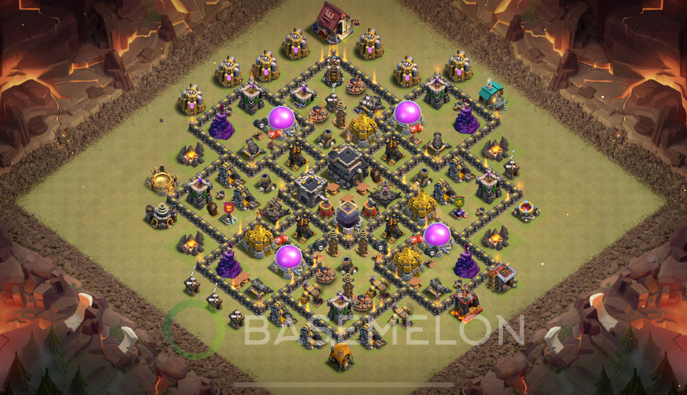 Town Hall Level 9 War Base Design 2025, Anti 2 Stars, Anti Air, Layout #570