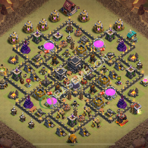 Town Hall Level 9 War Base Design 2025, Anti 2 Stars, Anti Air, Layout #570