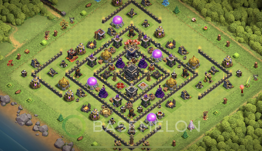 Town Hall Level 9 Trophy/Defense Base Design 2024, Unbeatable, Anti Everything, Layout #574