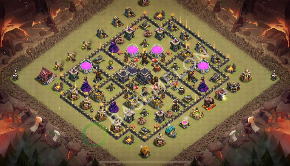 Aldea del Ayuntamiento Nivel 9 para Guerra, Anti 3 Estrellas, Anti Todo Diseño 2026, #647