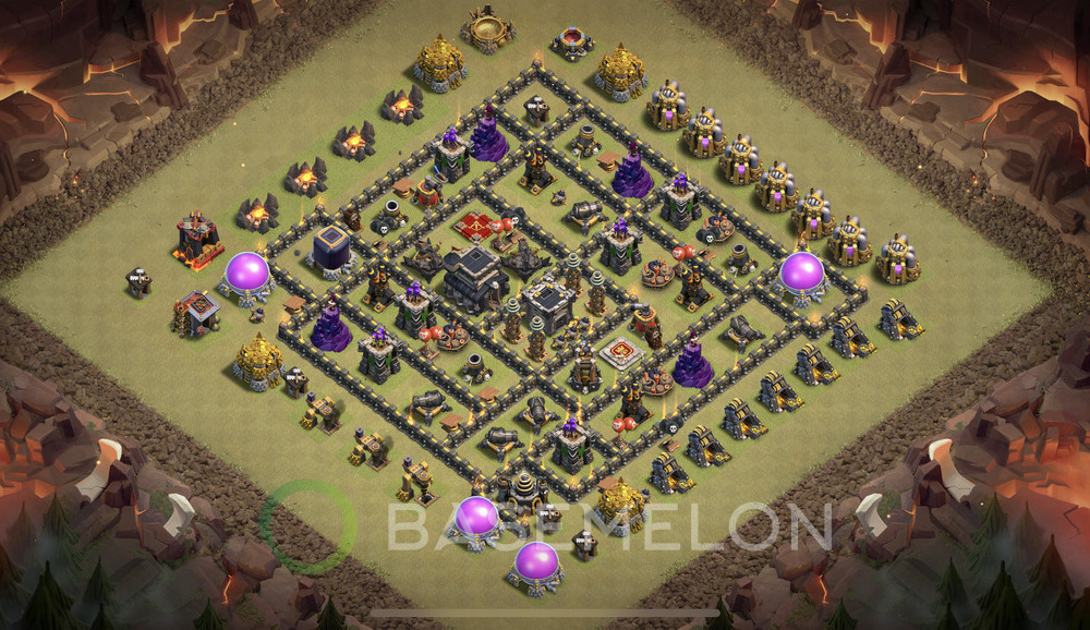 Town Hall Level 9 War Base Design 2024, Anti Everything, Layout #727