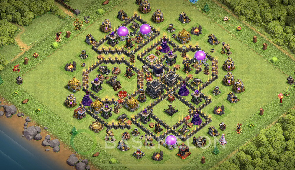 Town Hall Level 9 Trophy/Defense Base Design 2024, Anti 3 Stars, Anti Everything, Layout #730