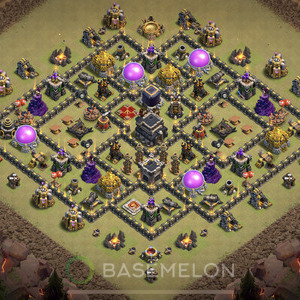 Rathaus Level 9 Krieg Base, Anti 2 Sterne, Hybrid, Layout #770