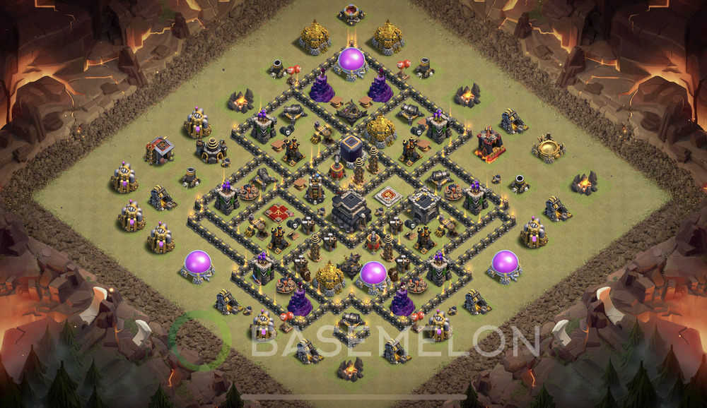 Town Hall Level 9 War Base Design, Anti Everything, Layout #827