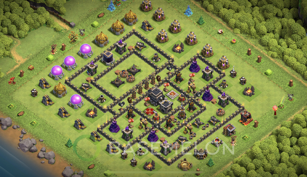 Town Hall Level 9 Trophy/Defense Base Design 2024, Max Levels, Anti Everything, Layout #864