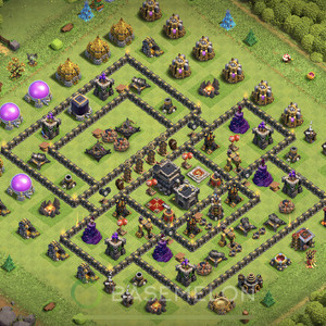 Rathaus Level 9 Verteidigung Base, Max Level, Anti Alles, Layout #864