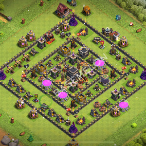 Town Hall Level 9 Trophy/Defense Base Design 2025, Anti 2 Stars, Anti Air, Layout #865