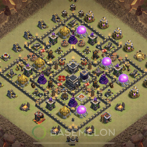 Town Hall Level 9 War Base Design 2025, Anti Everything, Hybrid, Layout #909