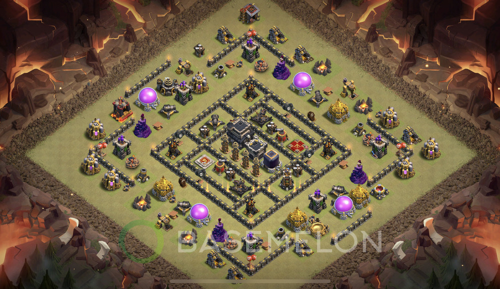 Town Hall Level 9 War Base Design 2024, Anti 3 Stars, Anti Air, Layout #945