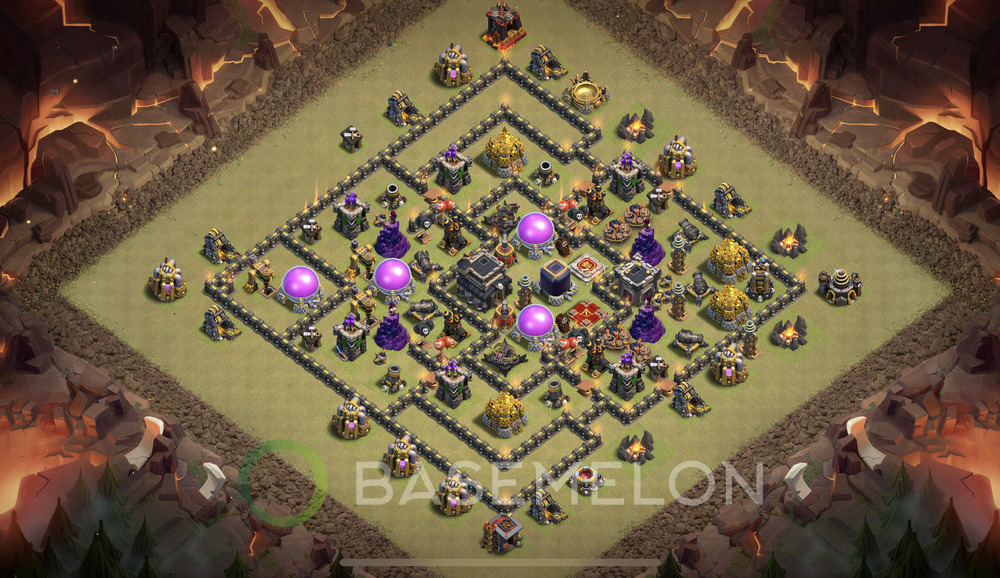 Town Hall Level 9 War Base Design 2024, Anti 2 Stars, Hybrid, Layout #980